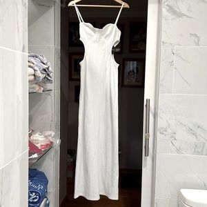 White fox maxi dress with side cutouts